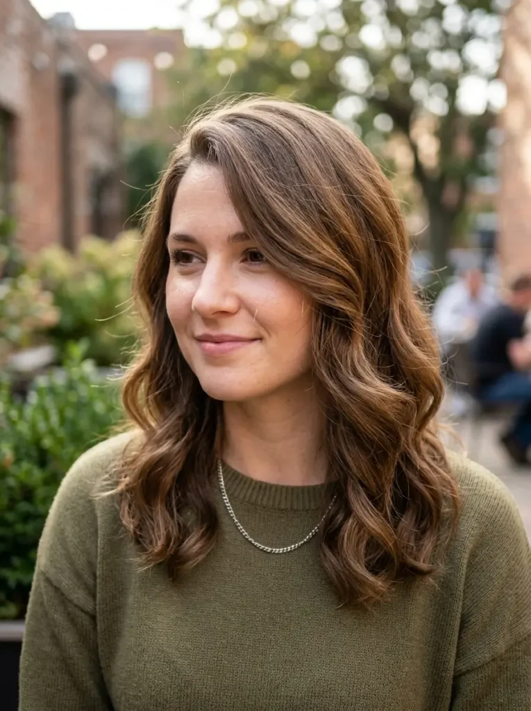 Wavy Hair with Side Part
