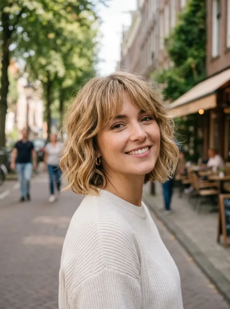 Wavy Layered Bob With Bangs