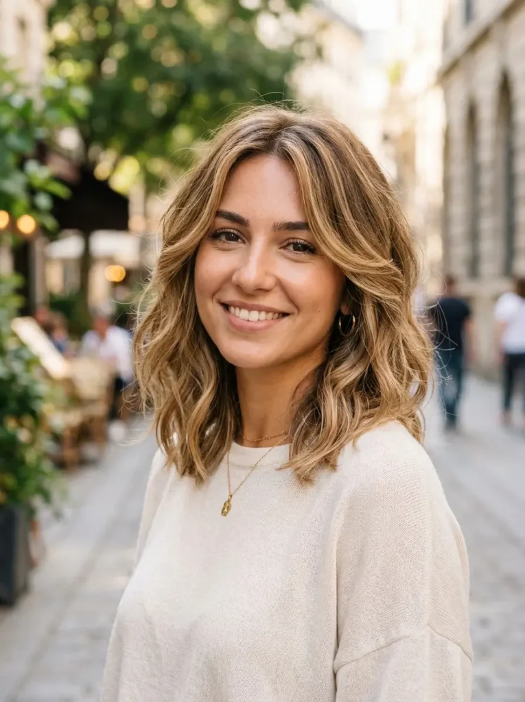 Wavy Lob with Face Framing Layers