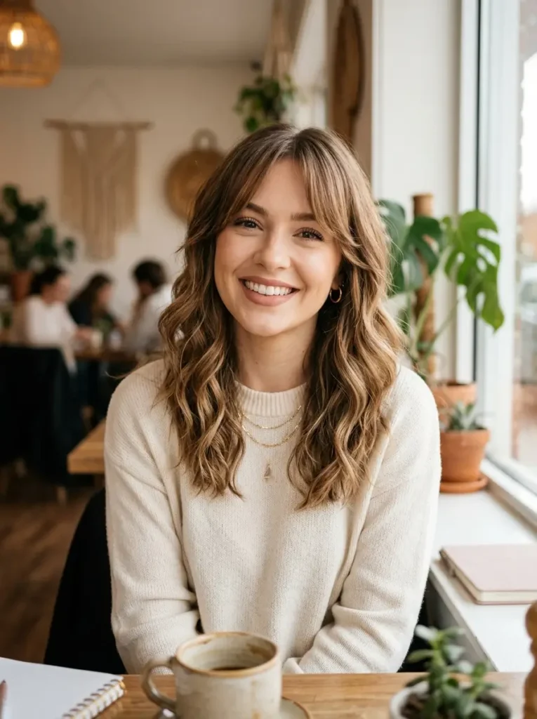 Wavy Medium Hair With Curtain Bangs