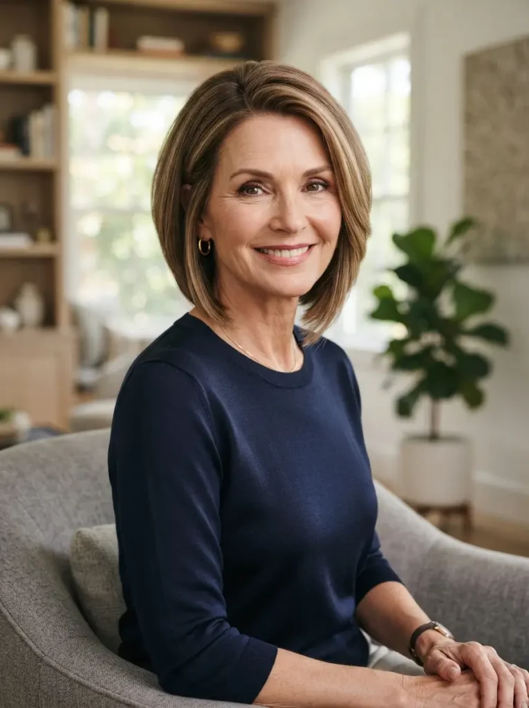 Angled Bob for Mature Women
