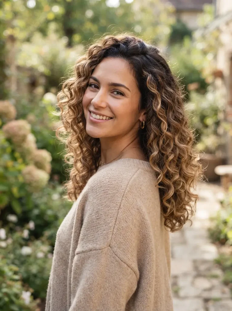 Brunette Balayage on Curly Hair