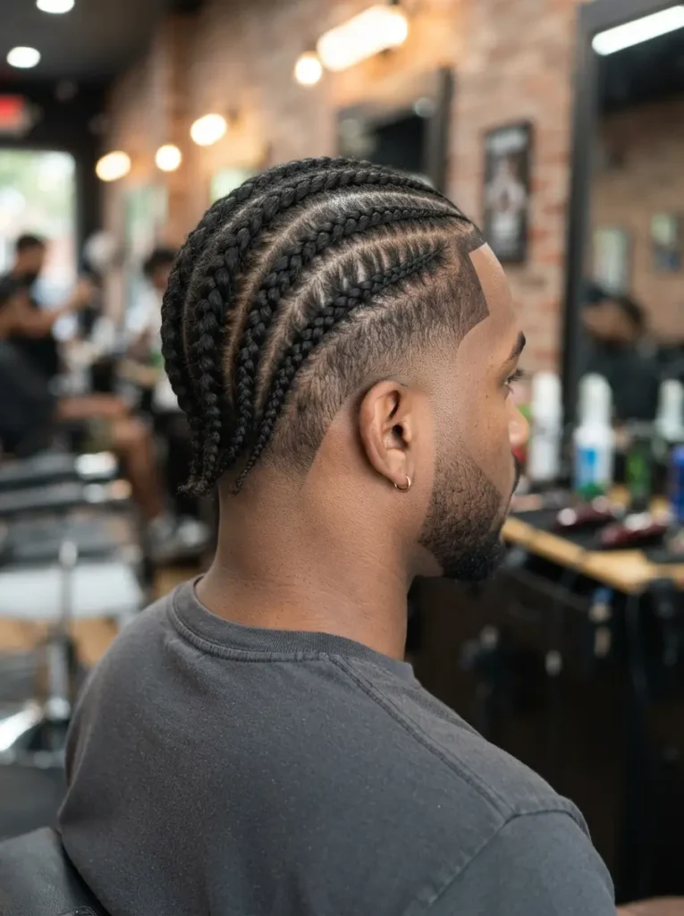 Cornrows with a Low Taper Fade