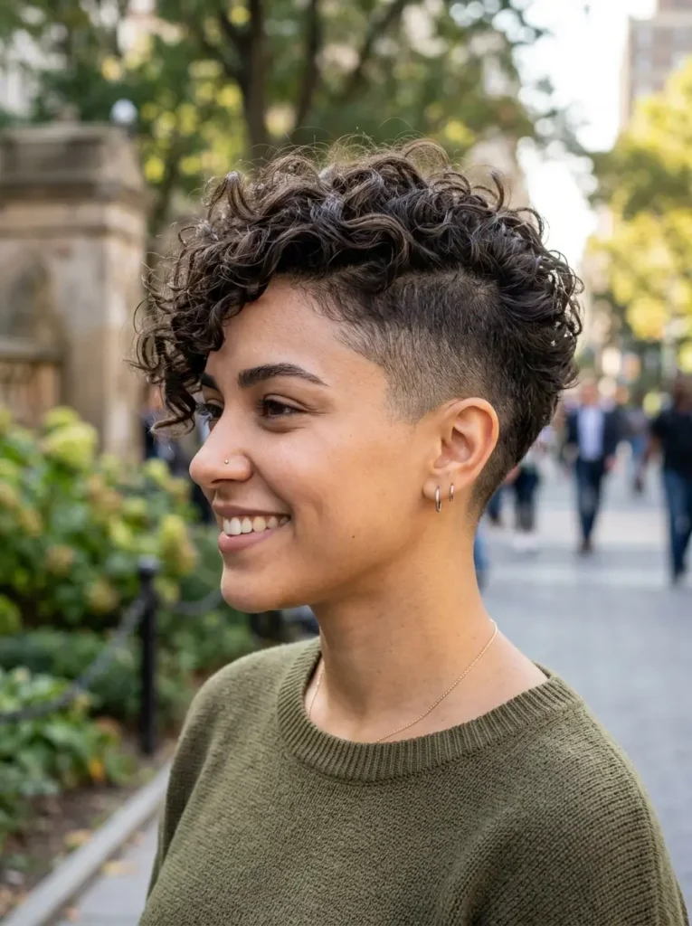 Curly Pixie Cut With Undercut