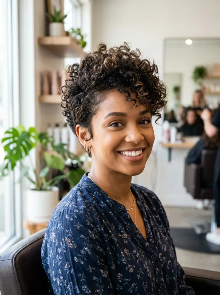 Curly Pixie Cut With Volume Crown