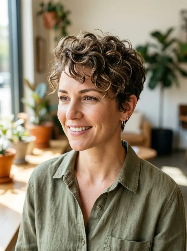 Curly Pixie for Fine Hair