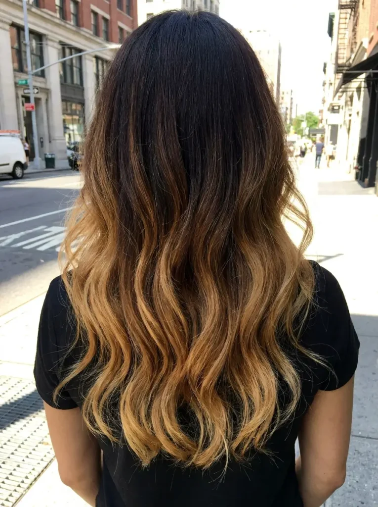 Dark Brown to Honey Blonde Ombre
