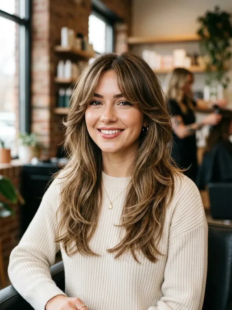 Layered Haircut with Curtain Bangs
