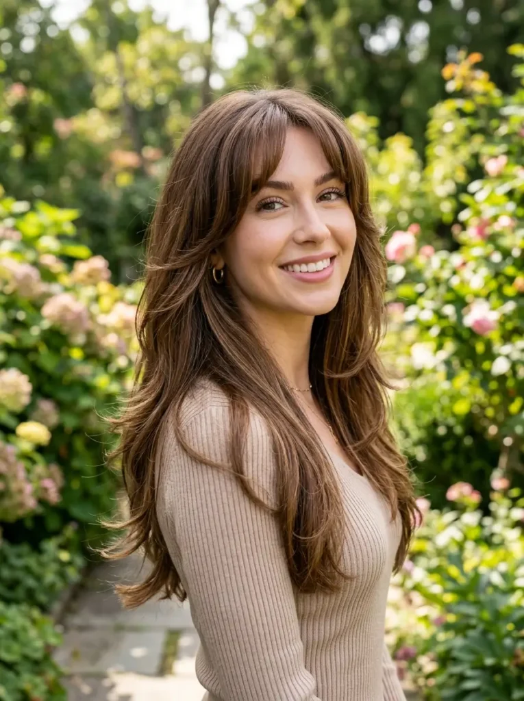 Long Boho Layers with Bangs