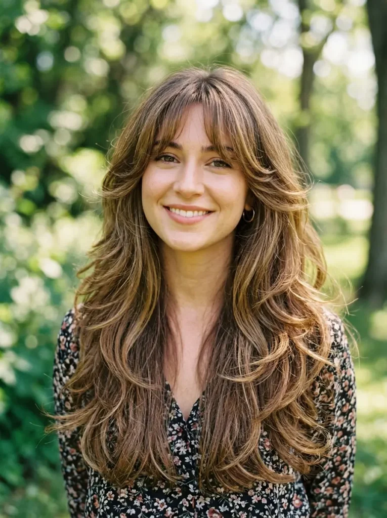 Long Butterfly Layers with Bangs