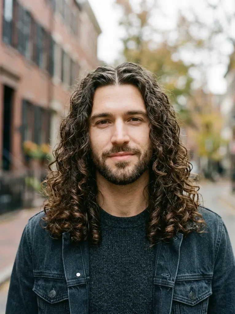 Long Curly Hair with Middle Part