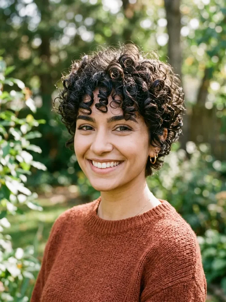 Long Curly Pixie With Curly Bangs