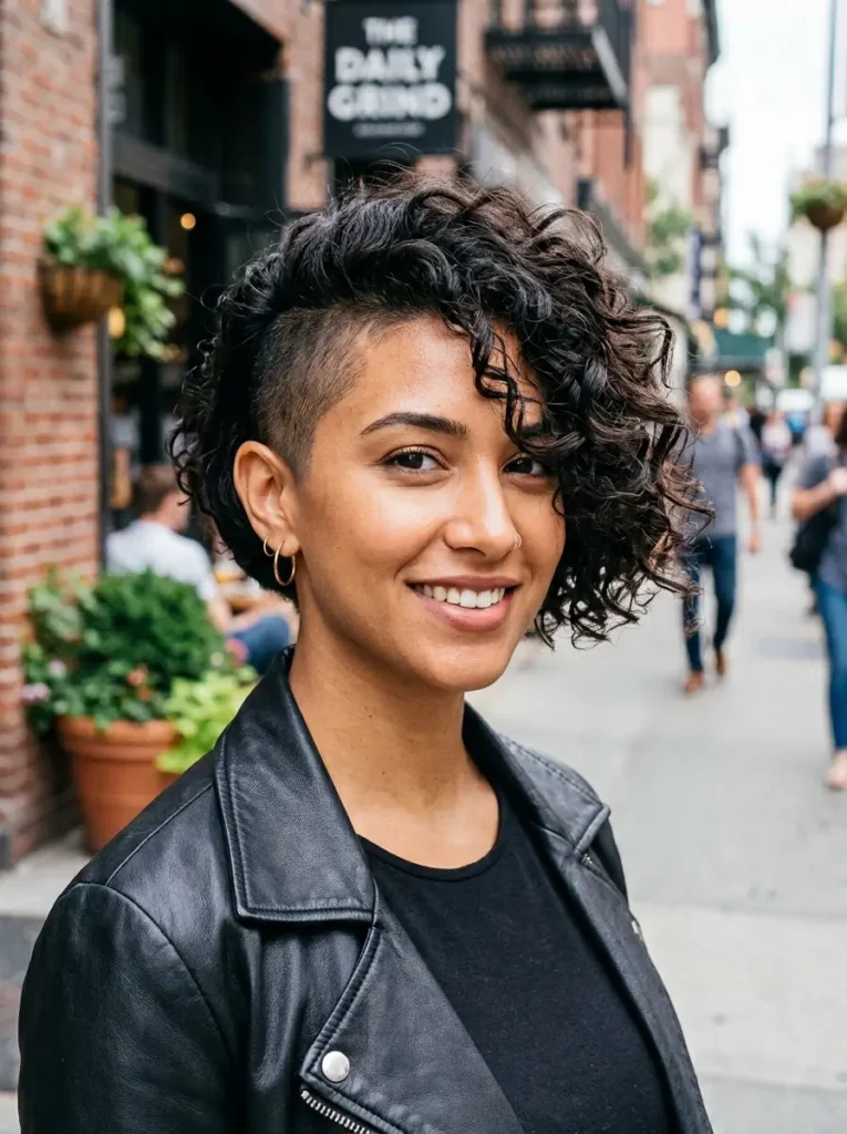 Long Curly Pixie With Shaved SideLong Curly Pixie With Shaved Side