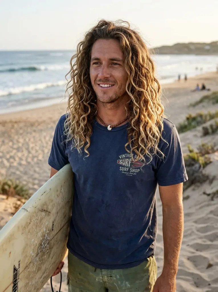 Long Curly Surfer Hair