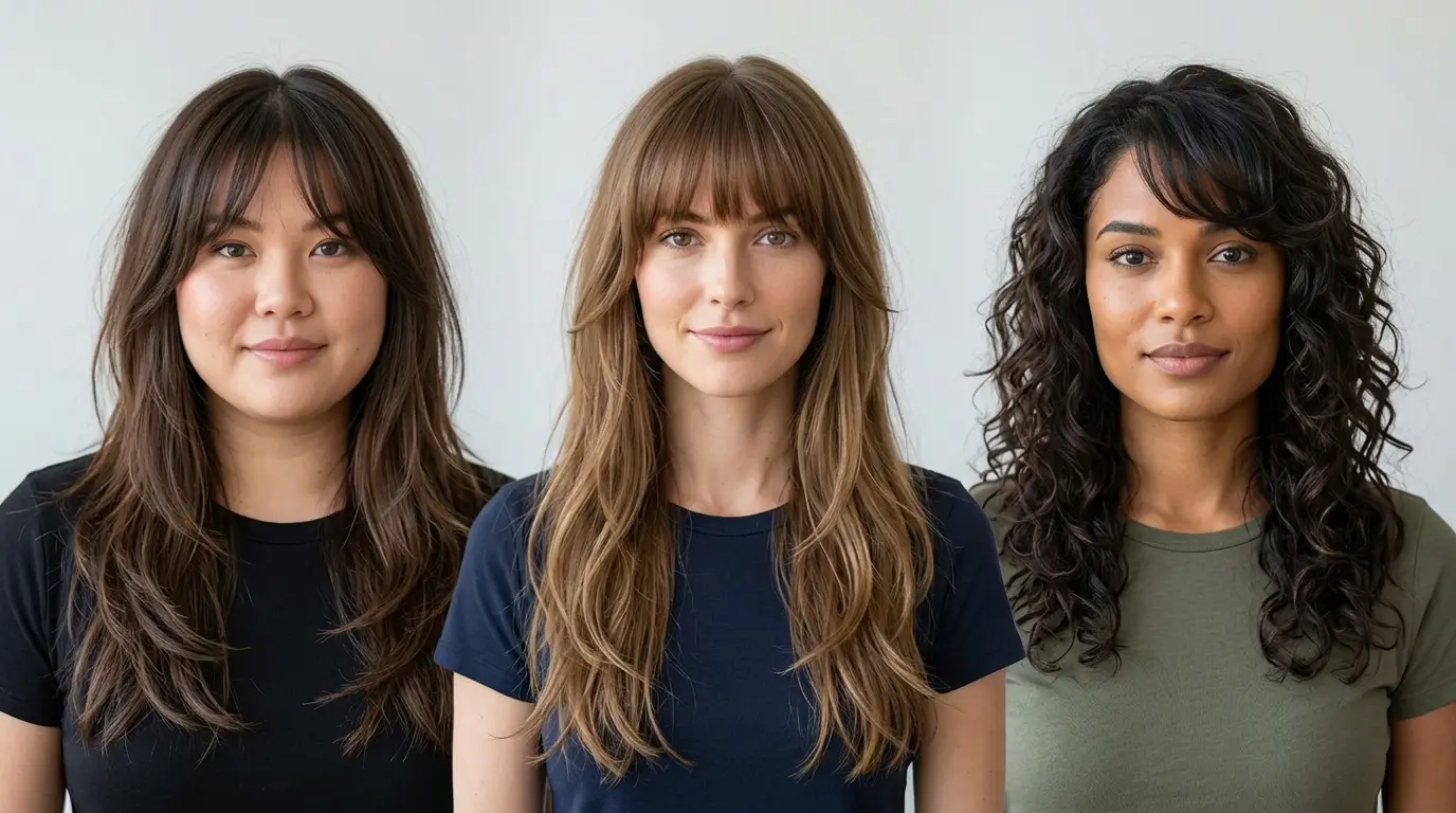 Long Layered Hair with Bangs for Every Face Shape