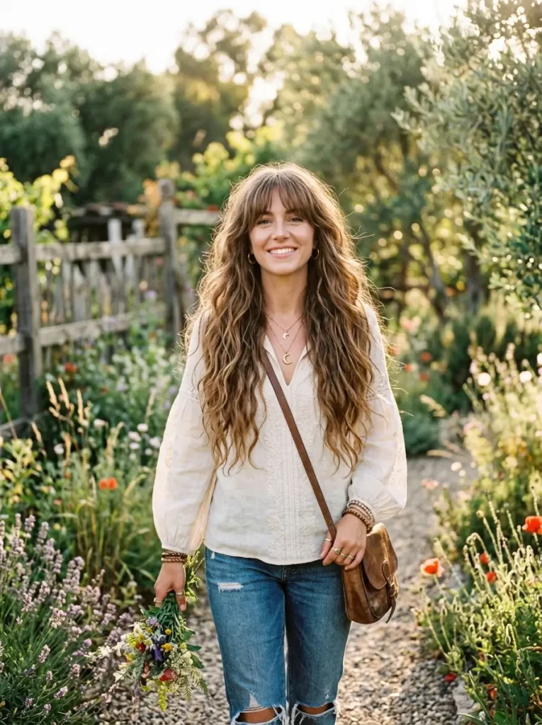 Long Layers with Korean Air Bangs