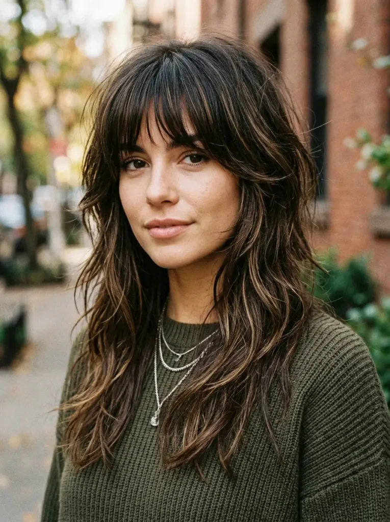 Long Shaggy Layers with Bangs