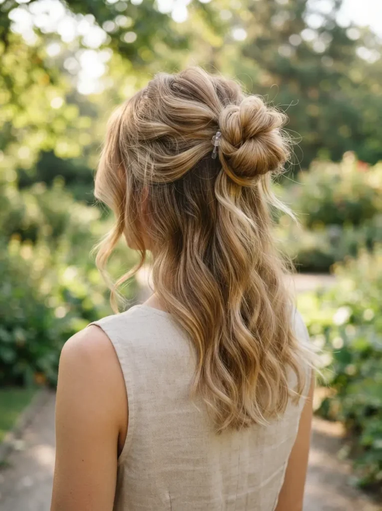Loose Half-Up Bun