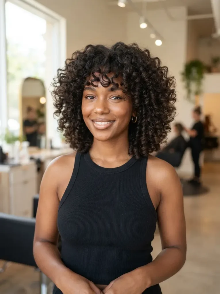 Rounded Curly Layered Cut