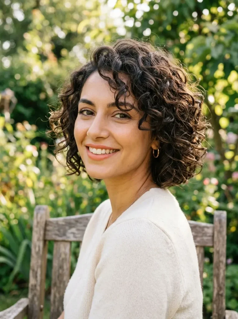 Short Curly Bob With Layers