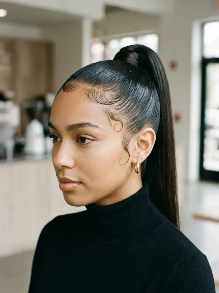 Slick Back Ponytail with Baby Hairs
