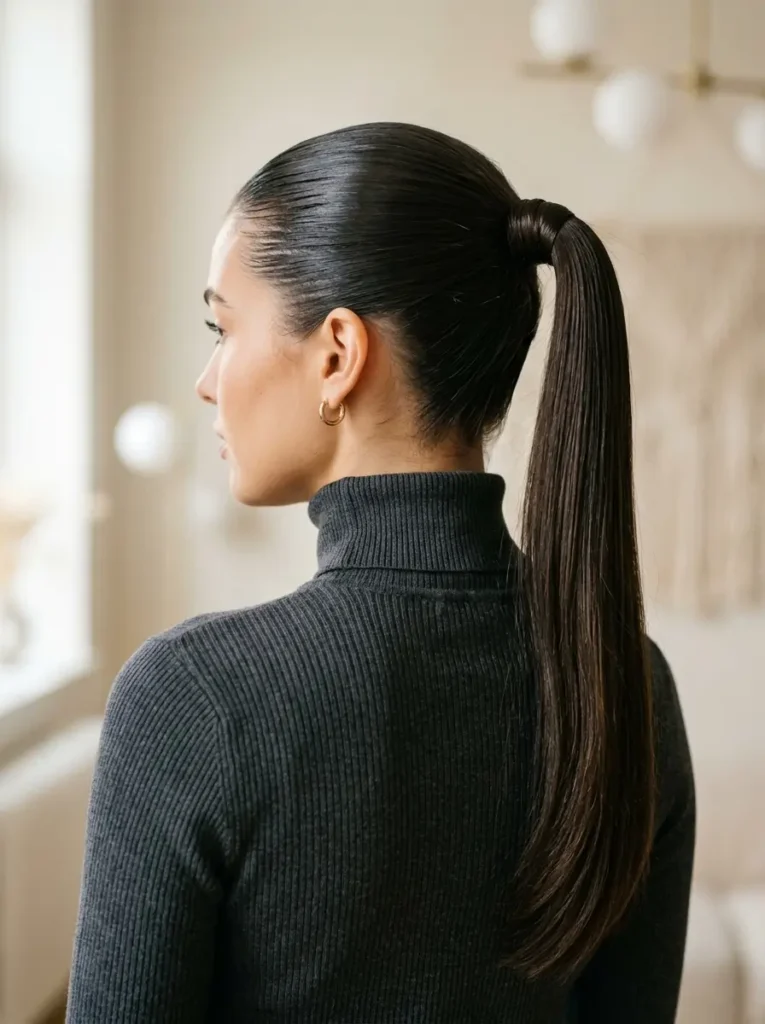 Slick Back Ponytail with Wrapped Base