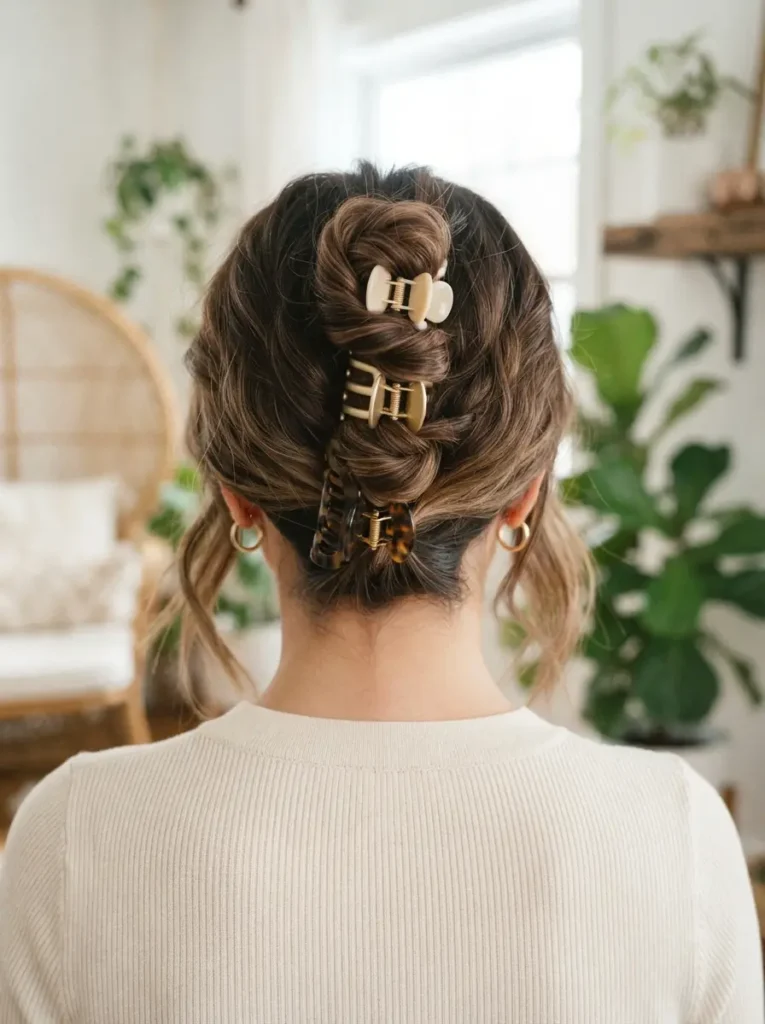 Stacked Claw Clip Updo