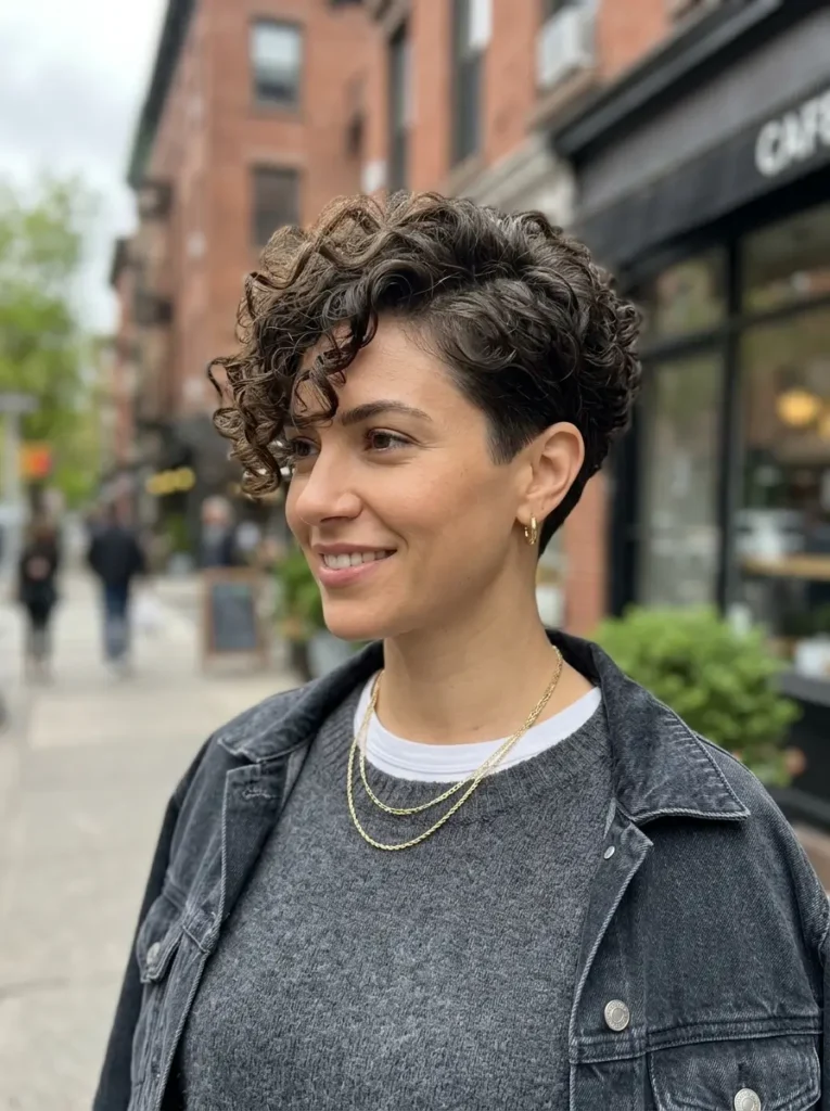 Tapered Long Curly Pixie Cut