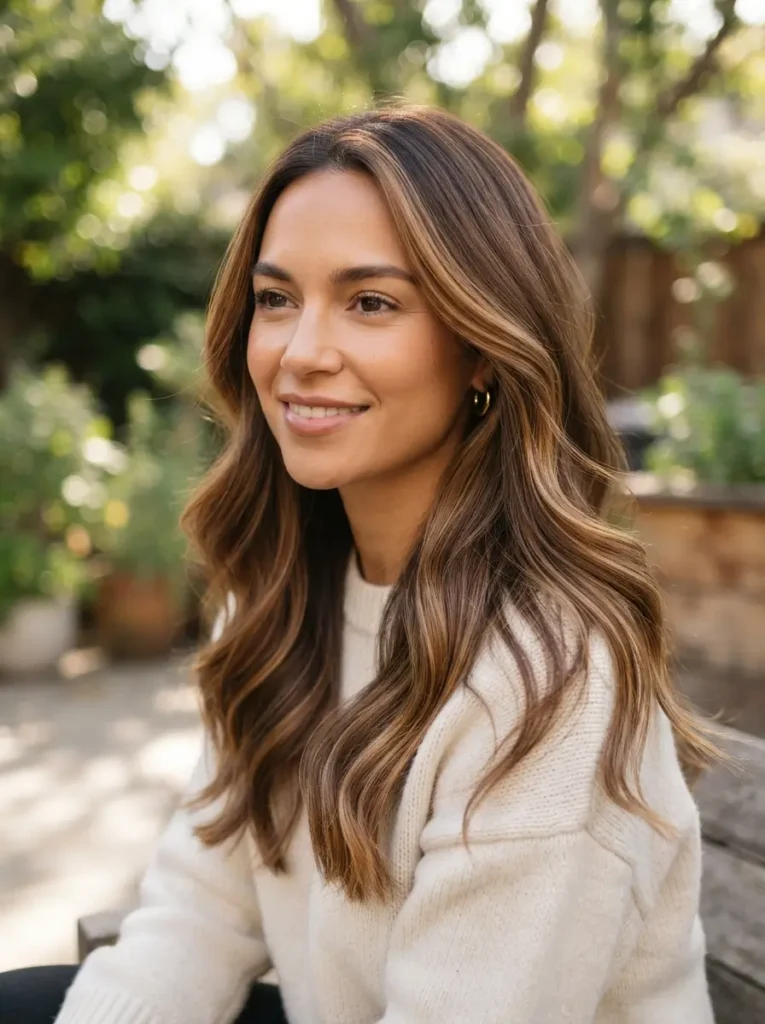 Toffee Highlights on Medium Brown Hair